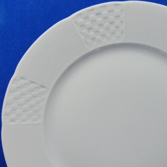 Vista Alegre Basket Weave Gardel Branco White 8" Salad Plates Bundle of 4 - Picture 3 of 9